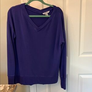 Purple Athleta Coaster Luxe V-Neck Long Sleeve Top